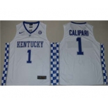 Kentucky Wildcats #1 John Calipari White Basketball Elite Stitched NCAA Jersey