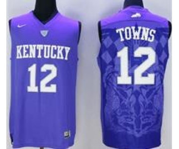 Kentucky Wildcats #12 Karl-Anthony Towns Blue Basketball Stitched NCAA Jersey