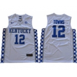 Kentucky Wildcats #12 Karl-Anthony Towns White Basketball Elite Stitched NCAA Jersey