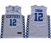 Kentucky Wildcats #12 Karl-Anthony Towns White Basketball Elite Stitched NCAA Jersey