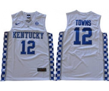 Kentucky Wildcats #12 Karl-Anthony Towns White Basketball Elite Stitched NCAA Jersey