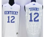 Kentucky Wildcats #12 Karl-Anthony Towns White Basketball Stitched NCAA Jersey