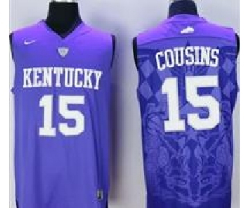 Kentucky Wildcats #15 DeMarcus Cousins Blue Basketball Stitched NCAA Jersey