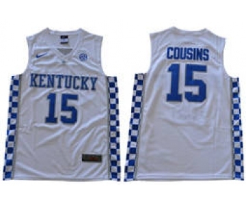 Kentucky Wildcats #15 DeMarcus Cousins White Basketball Elite Stitched NCAA Jerse