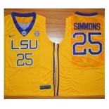 LSU Tigers #25 Ben Simmons Gold Basketball Stitched NCAA Jersey