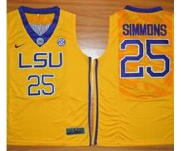 LSU Tigers #25 Ben Simmons Gold Basketball Stitched NCAA Jersey