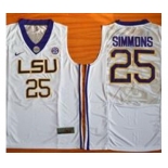 LSU Tigers #25 Ben Simmons White Basketball Stitched NCAA Jersey