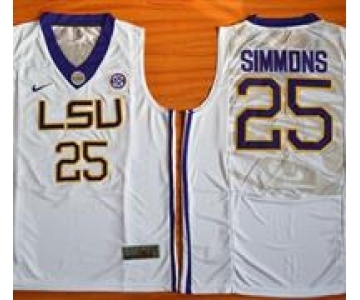 LSU Tigers #25 Ben Simmons White Basketball Stitched NCAA Jersey