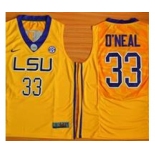 LSU Tigers #33 Shaquille O'Neal Gold Basketball Stitched NCAA Jersey