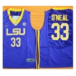 LSU Tigers #33 Shaquille O'Neal Purple Basketball Stitched NCAA Jersey