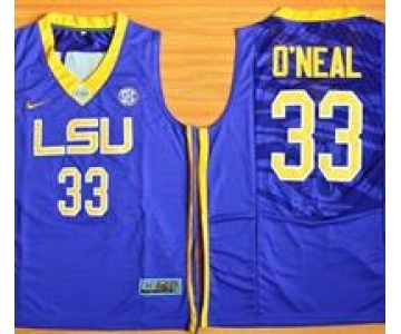 LSU Tigers #33 Shaquille O'Neal Purple Basketball Stitched NCAA Jersey