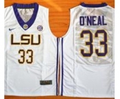 LSU Tigers #33 Shaquille O'Neal White Basketball Stitched NCAA Jersey