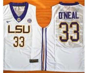 LSU Tigers #33 Shaquille O'Neal White Basketball Stitched NCAA Jersey