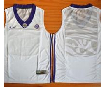 LSU Tigers Blank White Basketball Stitched NCAA Jersey