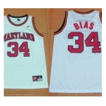 Maryland Terrapins #34 Len Bias White Basketball Stitched NCAA Jersey