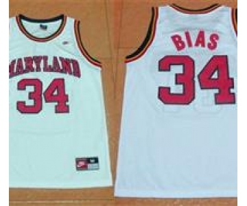 Maryland Terrapins #34 Len Bias White Basketball Stitched NCAA Jersey