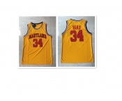 Maryland Terrapins #34 Len Bias Yellow Basketball Stitched NCAA Jersey