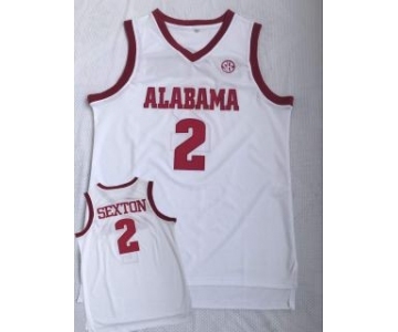 Men's Alabama Crimson Tide #2 Collin Sexton White College Basketball Jersey