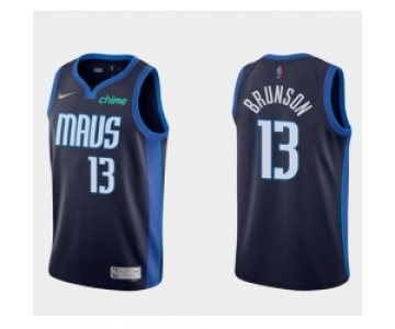 Men's Dallas Mavericks #13 Jalen Brunson Navy Stitched Basketball Jersey