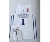 Men's Duke Blue Devils #1 Zion Williamson White College Basketball Jersey