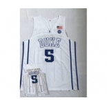 Men's Duke Blue Devils #5 R.J. Barrett White College Basketball Jersey