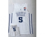 Men's Duke Blue Devils #5 R.J. Barrett White College Basketball Jersey