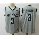 Men's Georgetown Hoyas #3 Allen Iverson Gray College Basketball Nike Jersey