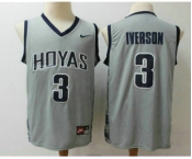 Men's Georgetown Hoyas #3 Allen Iverson Gray College Basketball Nike Jersey