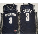 Men's Georgetown Hoyas #3 Allen Iverson Navy Stitched Jersey