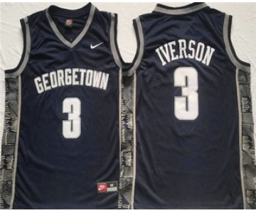 Men's Georgetown Hoyas #3 Allen Iverson Navy Stitched Jersey