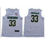 Men's Michigan State Spartans #33 Magic Johnson White 2019 Stitched College Basketball Jersey