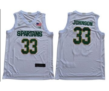 Men's Michigan State Spartans #33 Magic Johnson White 2019 Stitched College Basketball Jersey