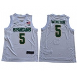 Men's Michigan State Spartans #5 Cassius Winston White 2019 Stitched College Basketball Jersey