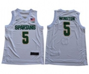 Men's Michigan State Spartans #5 Cassius Winston White 2019 Stitched College Basketball Jersey