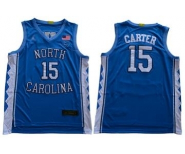 Men's North Carolina #15 Vince Carter Blue Stitched College Basketball Jersey