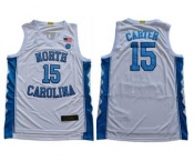 Men's North Carolina #15 Vince Carter White Stitched College Basketball Jersey