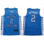 Men's North Carolina #2 Cole Anthony Blue Stitched College Basketball Jersey