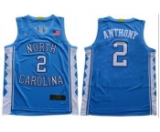 Men's North Carolina #2 Cole Anthony Blue Stitched College Basketball Jersey