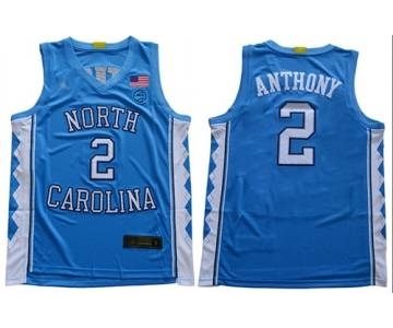 Men's North Carolina #2 Cole Anthony Blue Stitched College Basketball Jersey