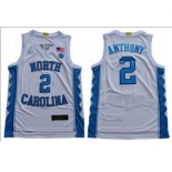 Men's North Carolina #2 Cole Anthony White Stitched College Basketball Jersey