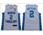 Men's North Carolina #2 Cole Anthony White Stitched College Basketball Jersey