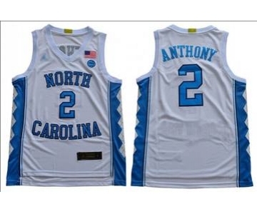 Men's North Carolina #2 Cole Anthony White Stitched College Basketball Jersey