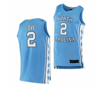 Men's North Carolina Tar Heels #2 Caleb Love Blue Authentic Jersey