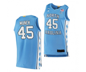 Men's North Carolina Tar Heels #45 Brady Manek Blue Basketball Jersey