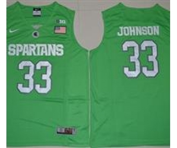 Michigan State Spartans #33 Magic Johnson Apple Green Basketball Stitched NCAA Jersey