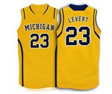 Michigan Wolverines #23 Caris Levert Basketball yellow Jersey