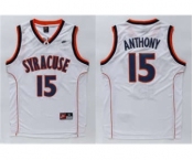 Orange #15 Carmelo Anthony White Basketball Stitched NCAA Jersey