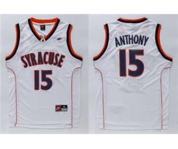 Orange #15 Carmelo Anthony White Basketball Stitched NCAA Jersey