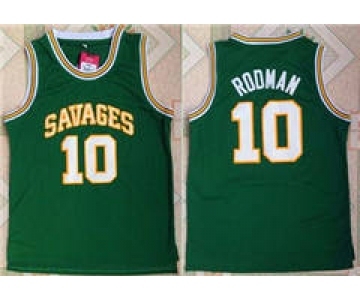 Savage Storm #10 Dennis Rodman Green College Basketball Jersey