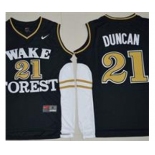 Wake Forest Demon Deacons #21 Tim Duncan Black Basketball Stitched NCAA Jersey